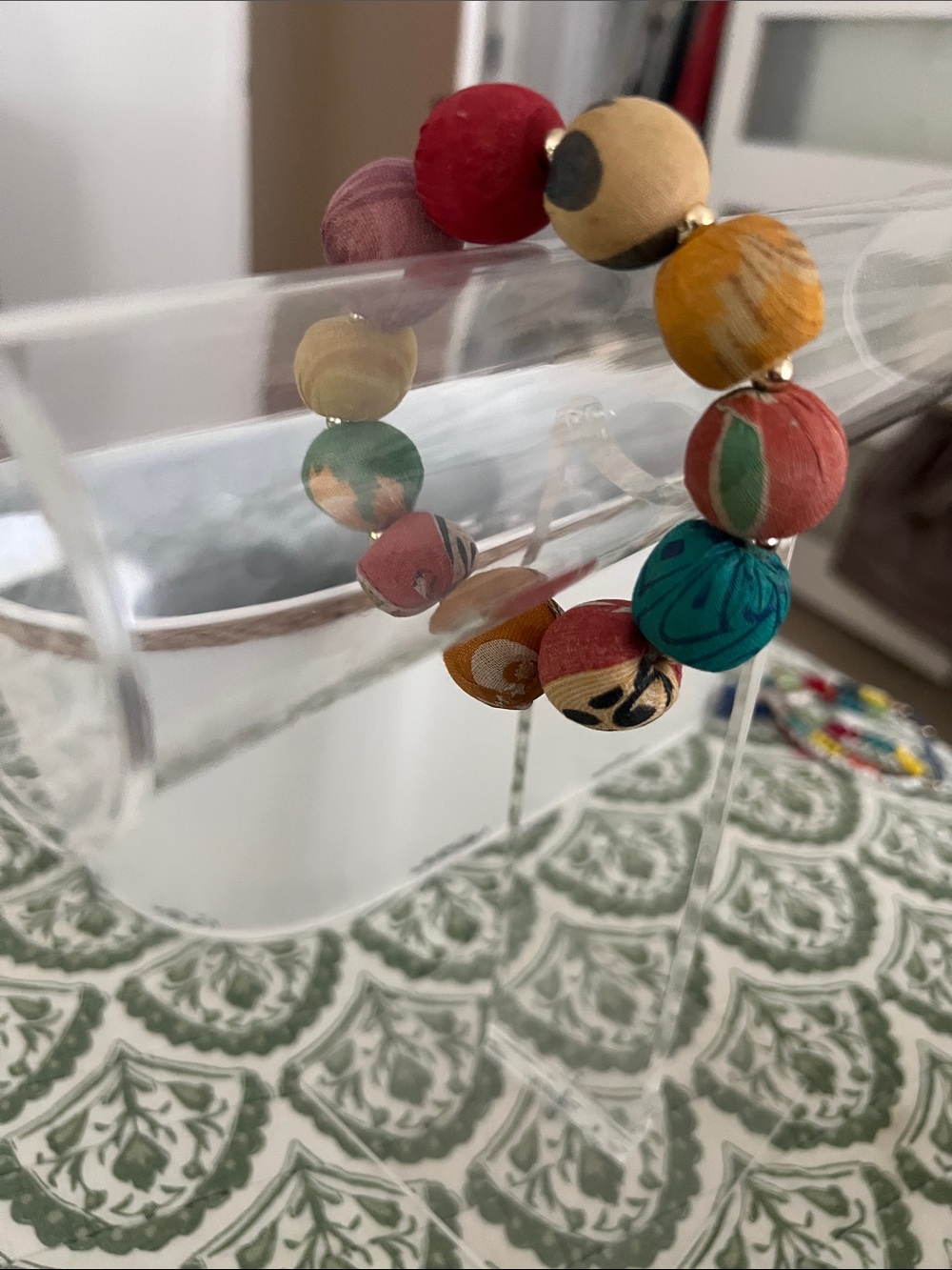 Colorful Beaded Fabric bracelet - Multicolor